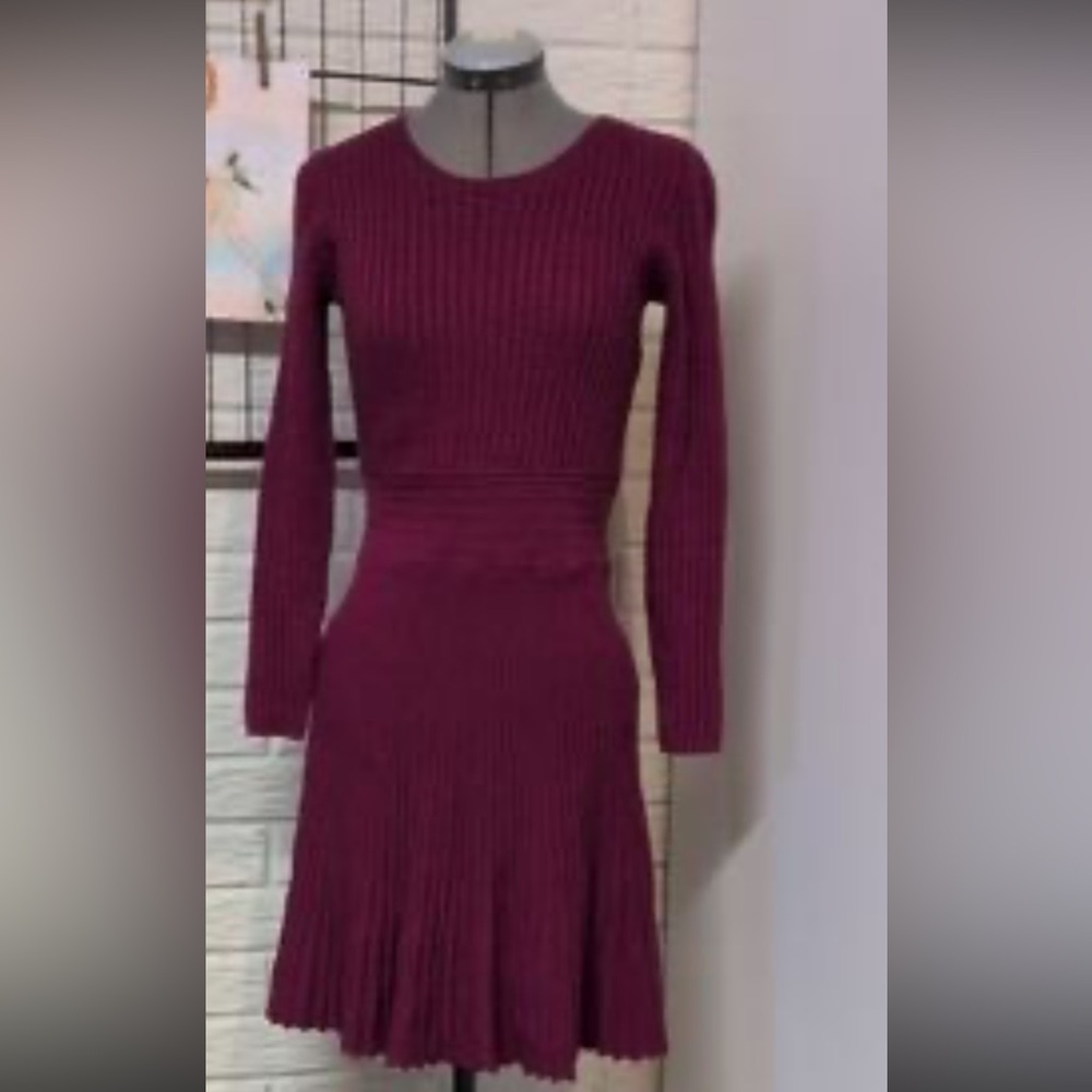 LOFT Rich Plum Long Sleeve Dress